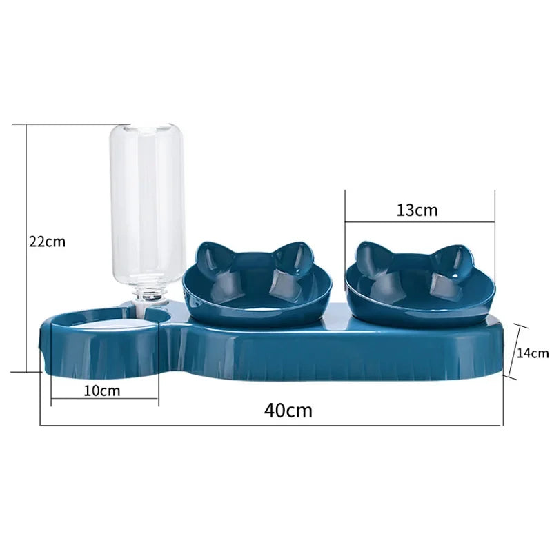 3 in 1 Pet Double Bowl Automatic Feeder Water Dispenser Food Container for Small Dogs Cats