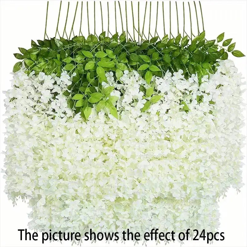 12pcs Wisteria Vine Artificial Flowers Wholesale Trailing Fake String for Home Wedding Party
