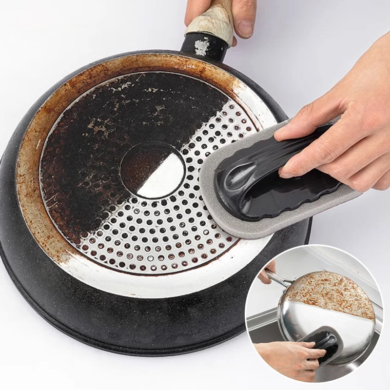 Magic Emery Sponge Brush Wipe Eraser Cleaner Kitchen Bath Rust Strong Decontamin