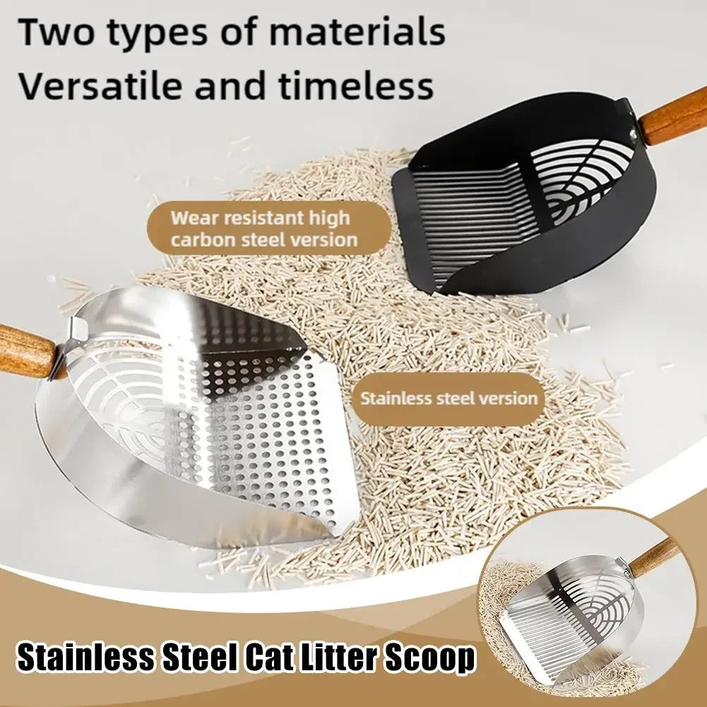 Steel Cat Litter Scoop Long Handle Pet Waste Shovel Cleaning Tool