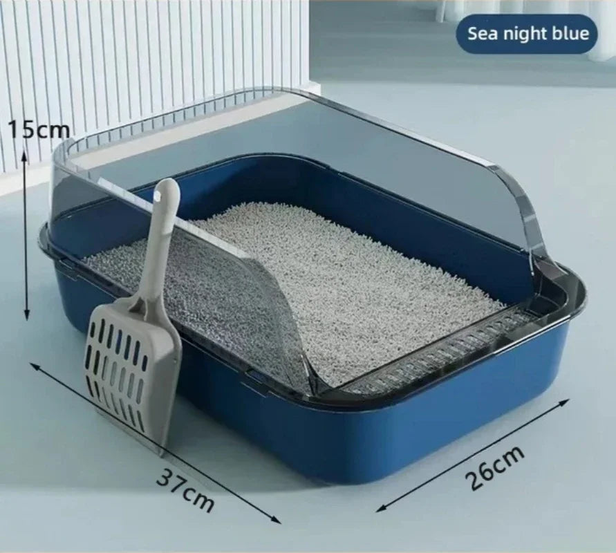 Kitty Sandbox Cat Litter Box Semi-enclosed Splashproof Cat Tray Cat Toilet Cleaning