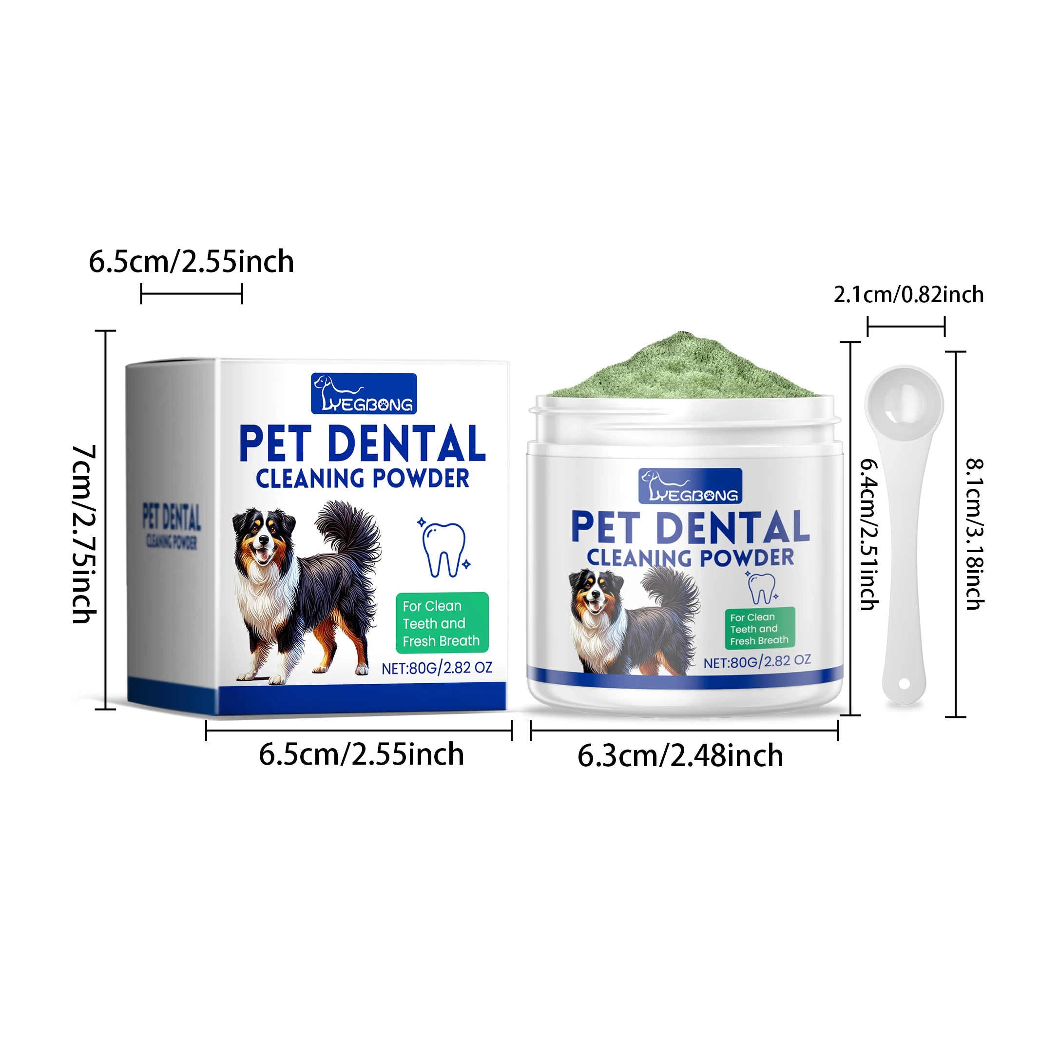 Yegbong 80g Dog Teeth Cleaning Powder Dental Whiten Tartar Eliminate Fresh Breath