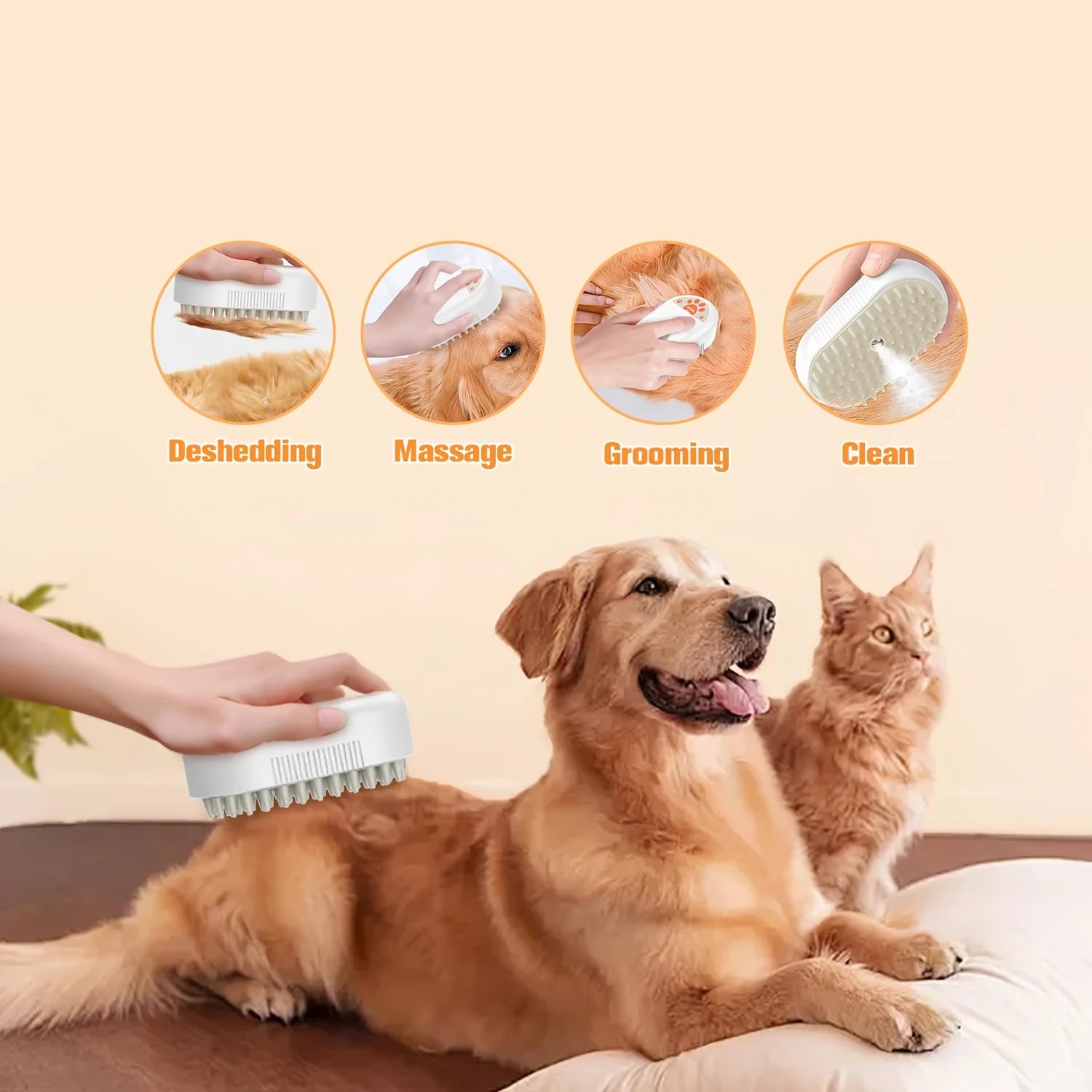 2 In 1 Pet Cat Steam Brush Pet Electric Spray Massage Comb Pet Hair Removal Comb
