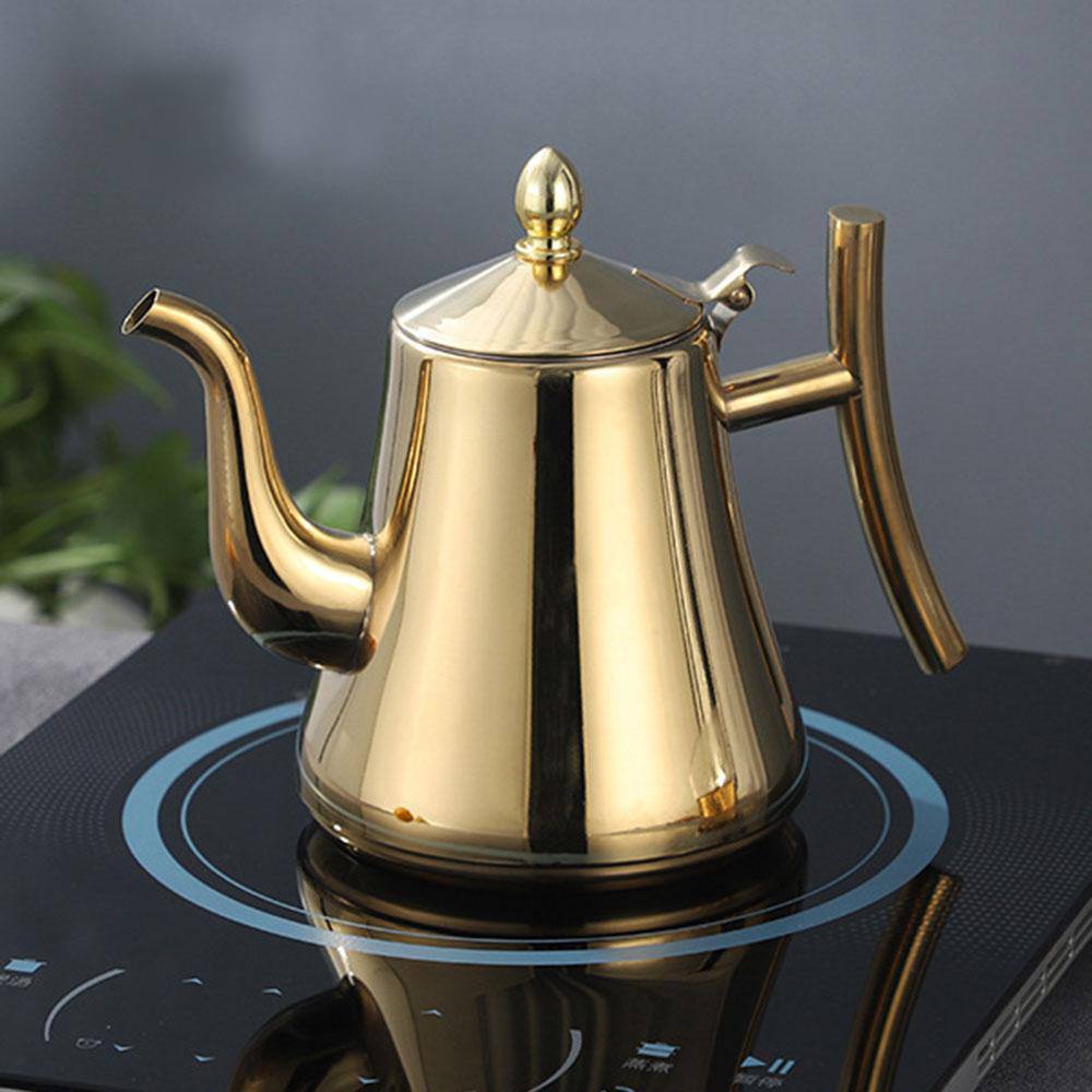 1L/1.5L Gold Teapot with Infuser Stainless Steel Water Kettle Tea pot Polish Fashion Durable Coffee Cold Water Pot Home Tea Tool