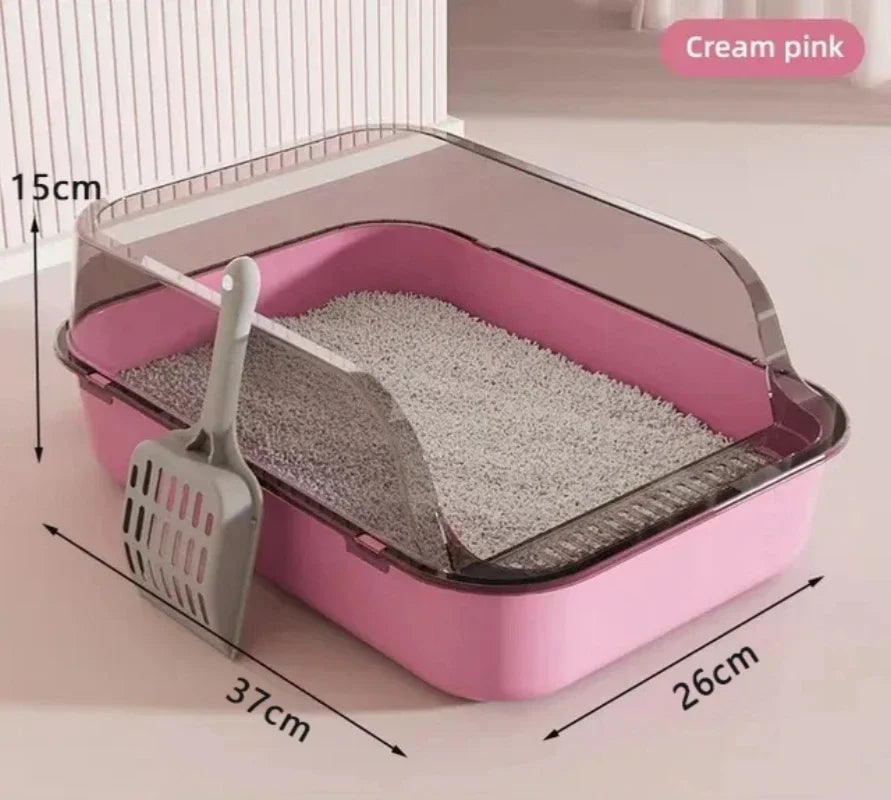 Kitty Sandbox Cat Litter Box Semi-enclosed Splashproof Cat Tray Cat Toilet Cleaning