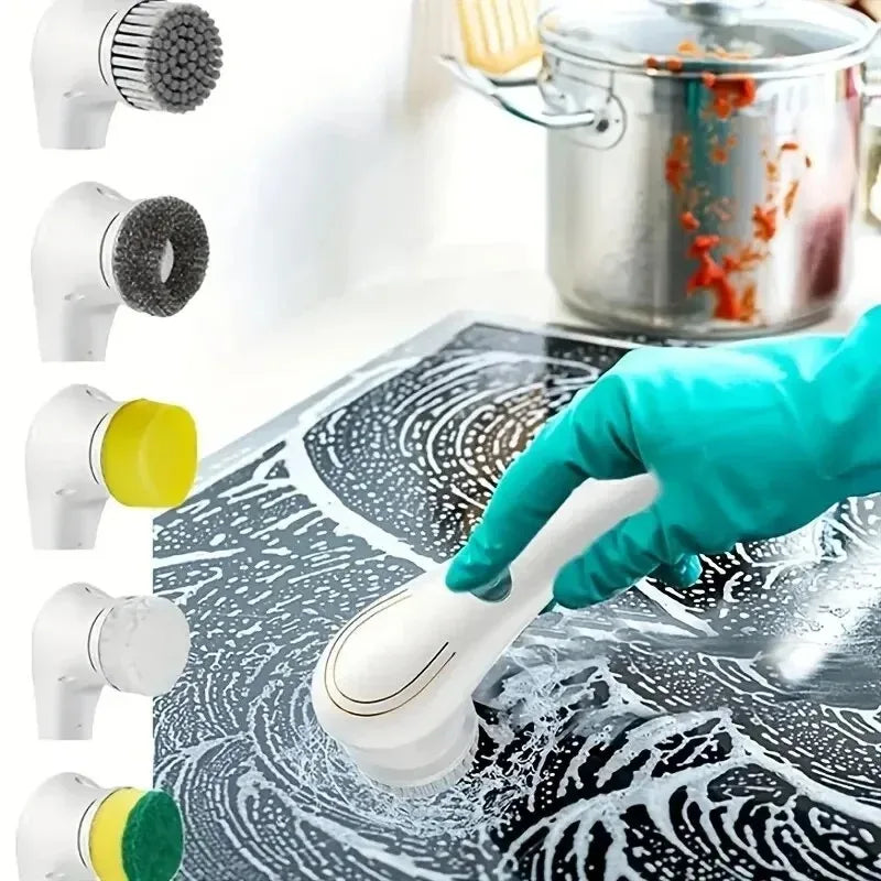 Homefish Five in One Multifunctional Electric Cleaning Brush for Bathroom Washin
