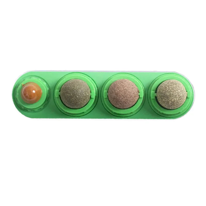 4 in 1 Rotating Catnip Silver Vine Ball Teeth Cleaning Acne Prevention Digestive Health Wall Stick