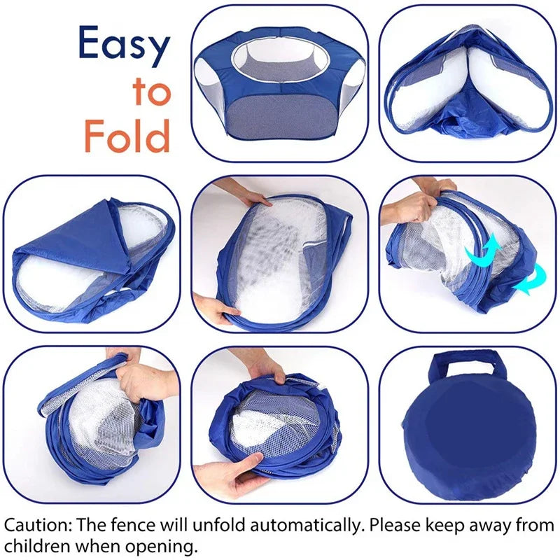 Portable Small Pet Cage Transparent Cat and Dog Cage Tent Pet Playpen Open Folding