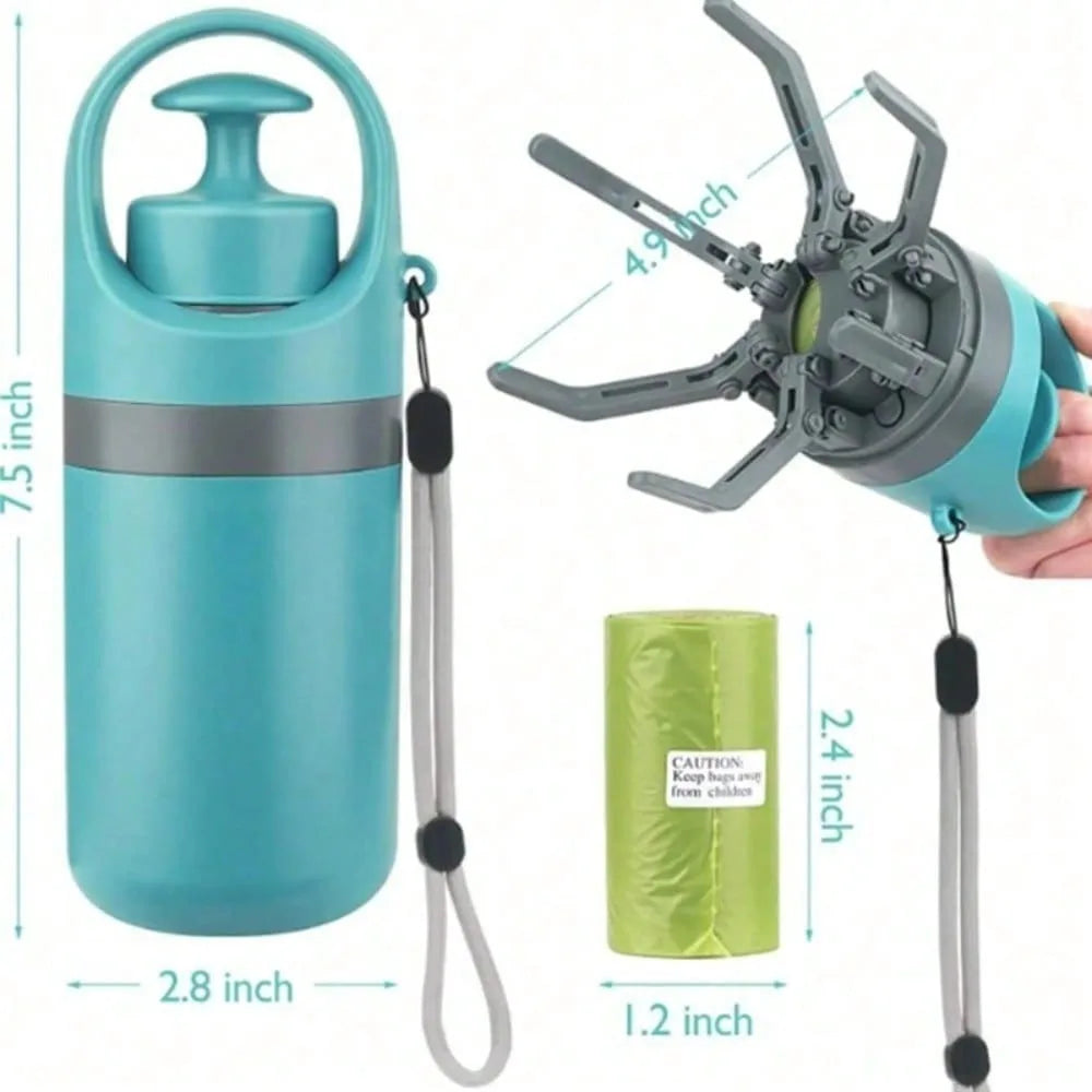 Portable Dog Pooper Scooper Outdoor Pet Waste Pick-up Cleaner Built-in Garbage Bag
