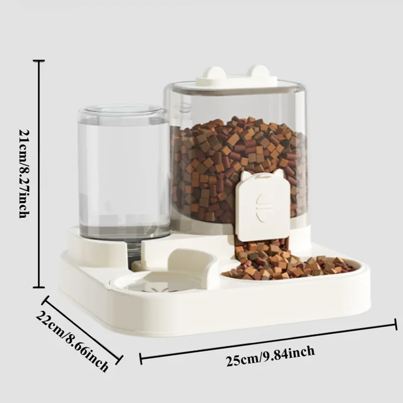 Automatic Feeder Dog Cat Food Bowl With Water Fountain Large Capacity Pet Food Storage
