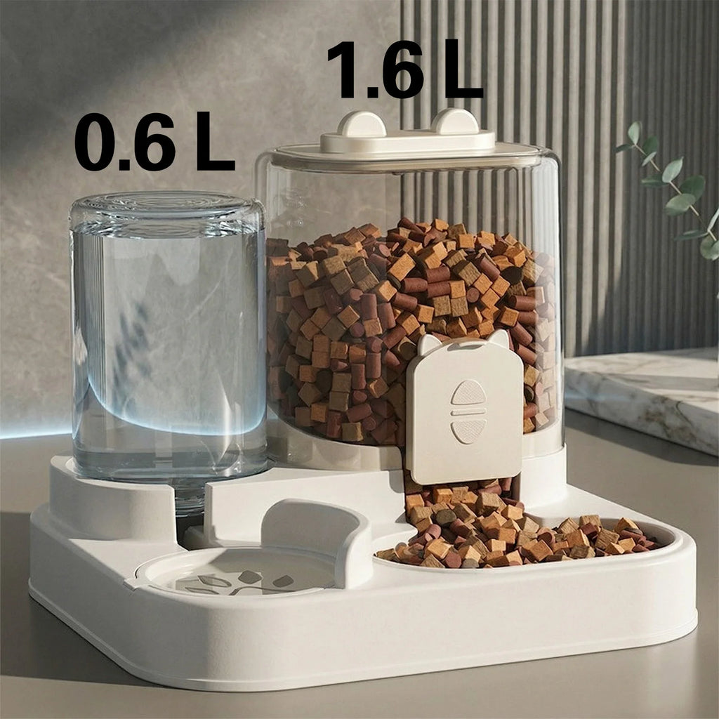 Automatic Feeder Dog Cat Food Bowl With Water Fountain Large Capacity Pet Food Storage