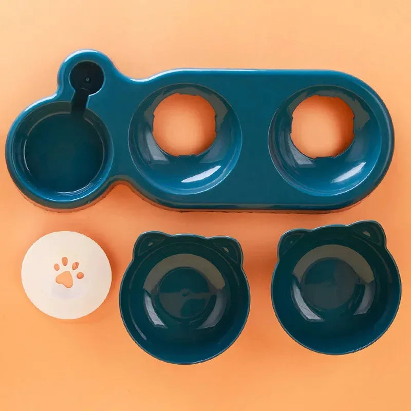 3 in 1 Pet Double Bowl Automatic Feeder Water Dispenser Food Container for Small Dogs Cats