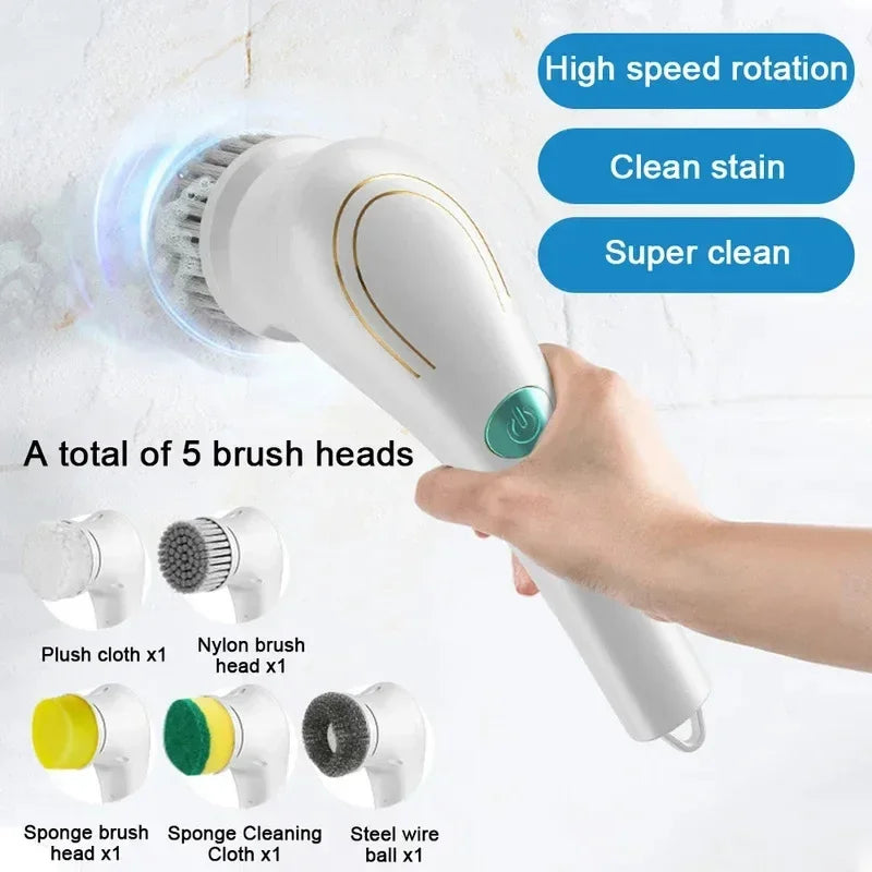 Homefish Five in One Multifunctional Electric Cleaning Brush for Bathroom Washin
