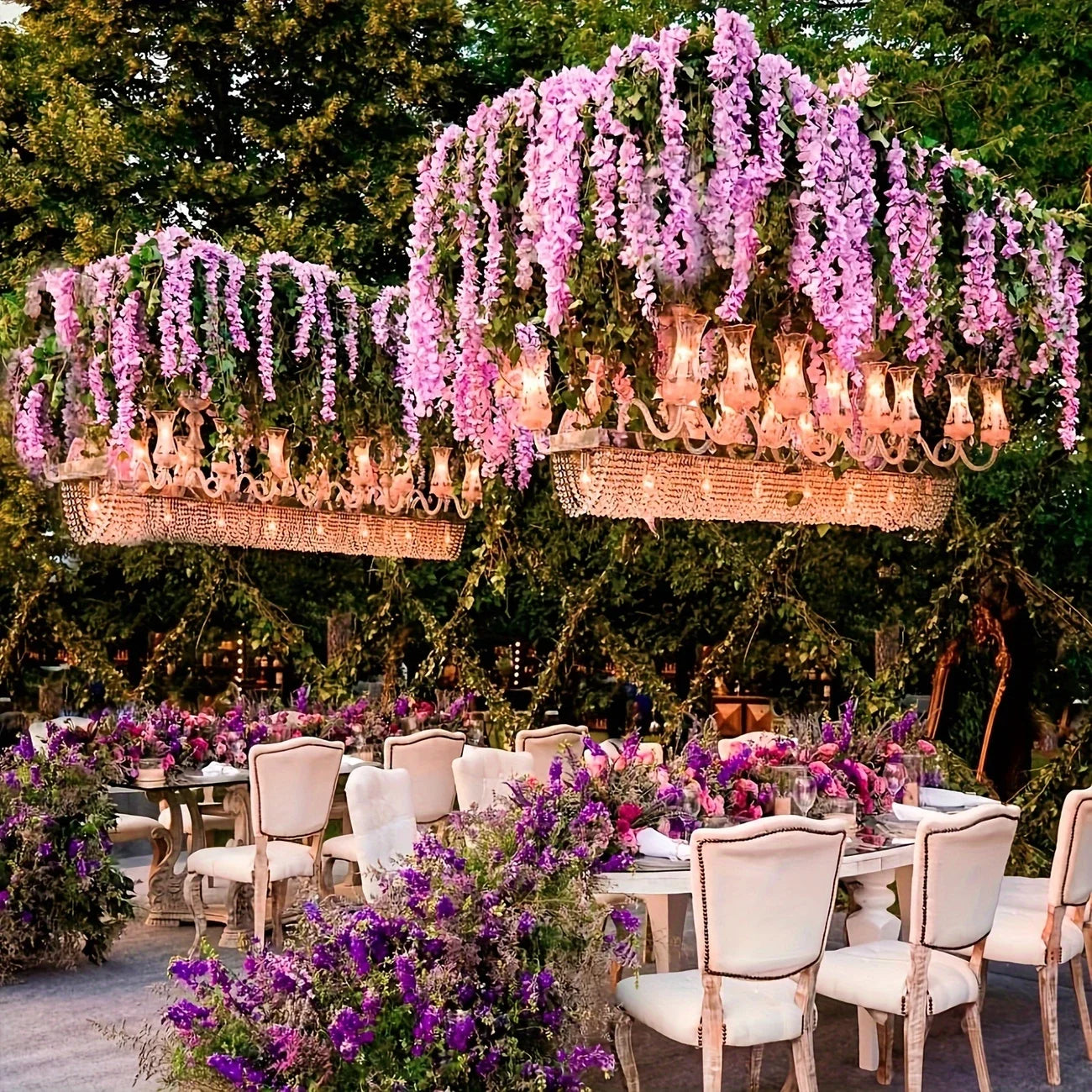 12pcs Wisteria Vine Artificial Flowers Wholesale Trailing Fake String for Home Wedding Party