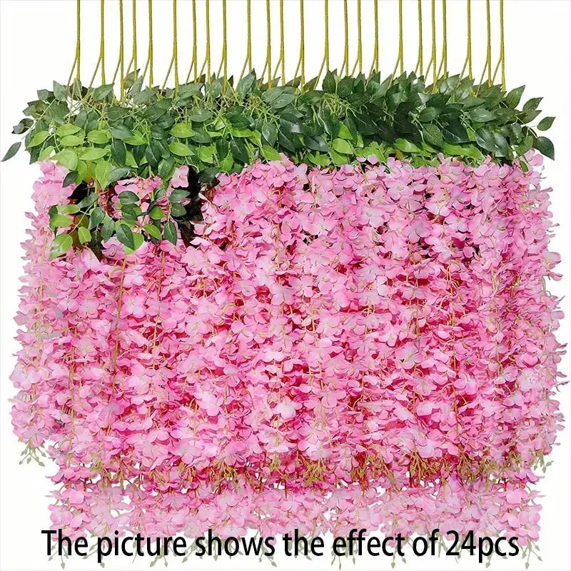12pcs Wisteria Vine Artificial Flowers Wholesale Trailing Fake String for Home Wedding Party