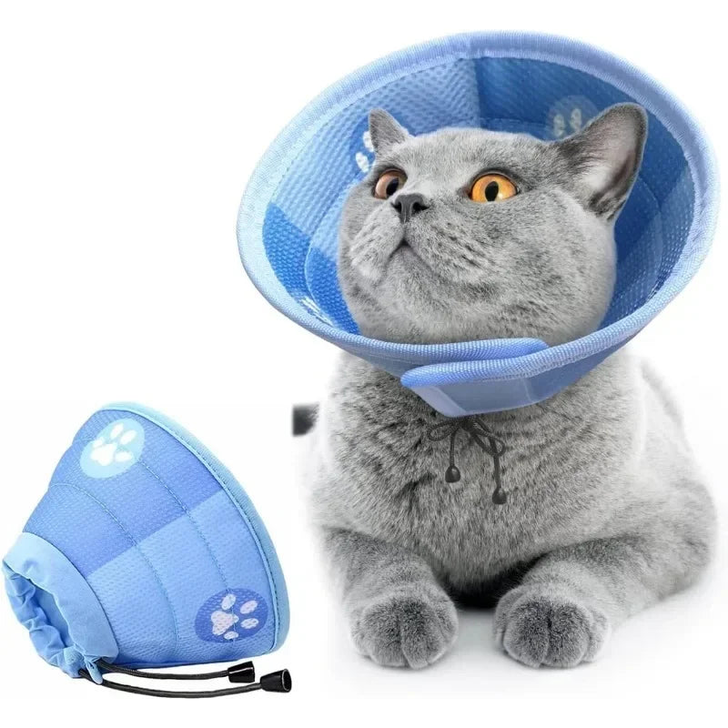 Adjustable Cat Cone Collar Soft Cute Cats Recovery Collar Protective Pet After Surgery