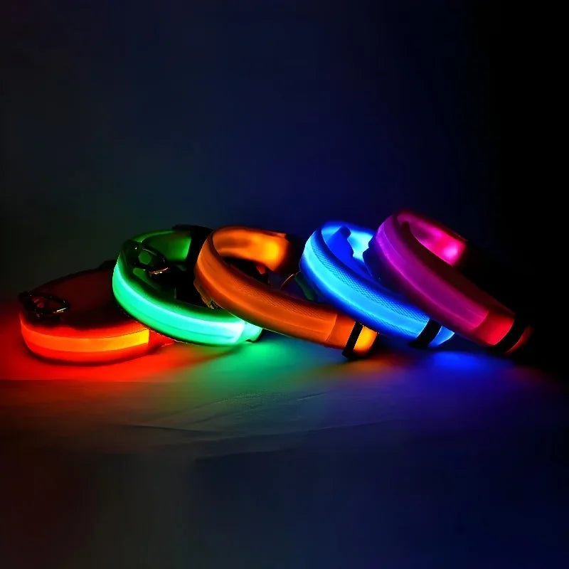 Dog Collar Nylon LED Night Safety Flashing Glow In The Dark Pet Dog Leash pet Dogs