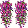 2pcs Artificial Hanging Flowers UV-Resistant Fake Plants Hanging Rattan Perfect for Home
