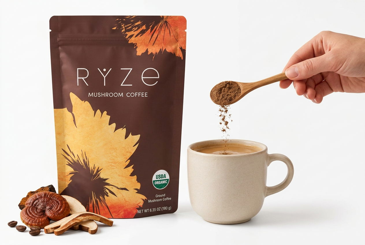 Reference-style RYZE coffee image on white background
