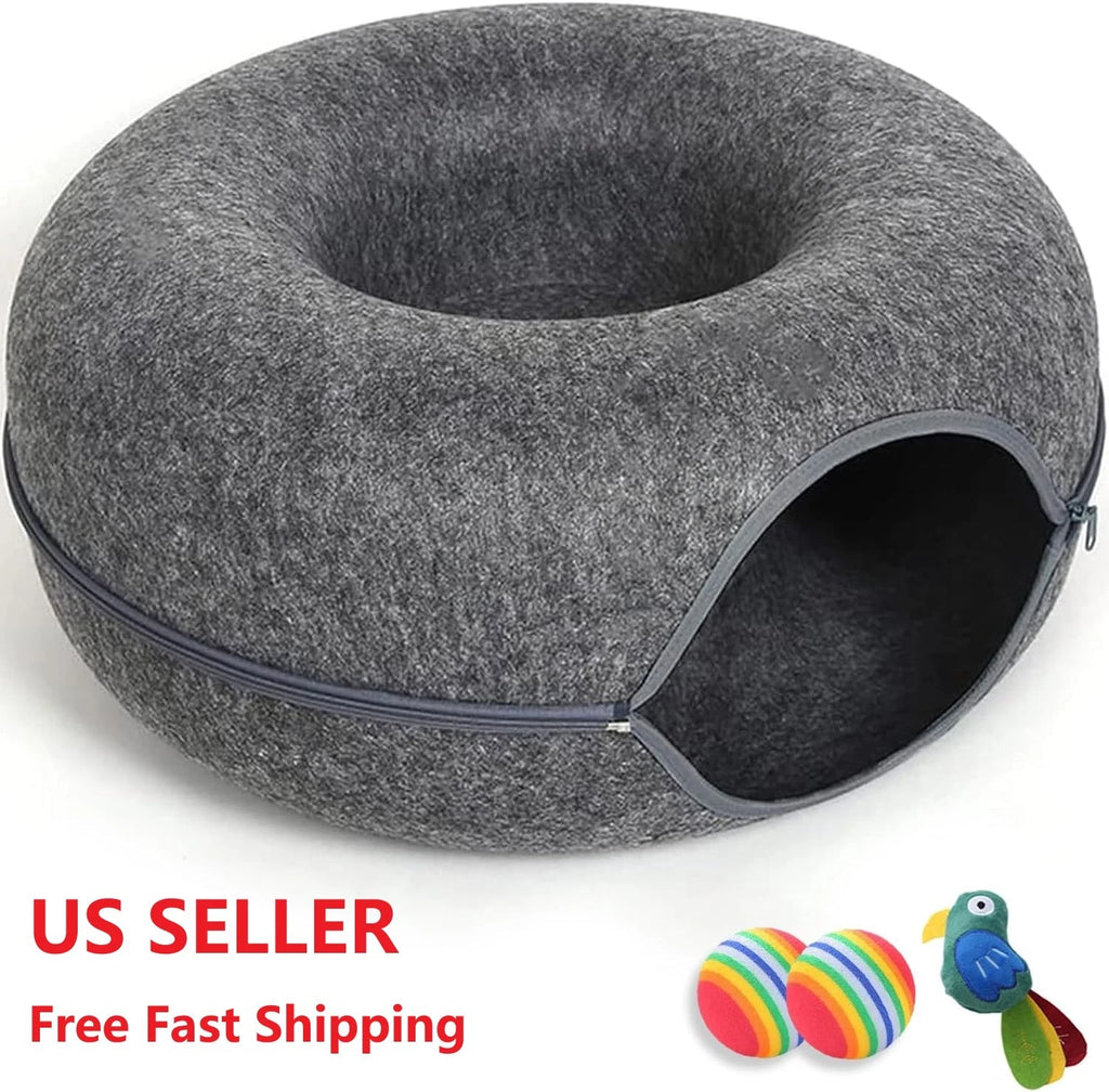 Cat Donut Sleeping Interactive Round Small Cat Tunnel Nest Felt Kittens Bed House