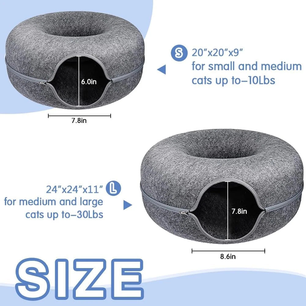 Cat Donut Sleeping Interactive Round Small Cat Tunnel Nest Felt Kittens Bed House