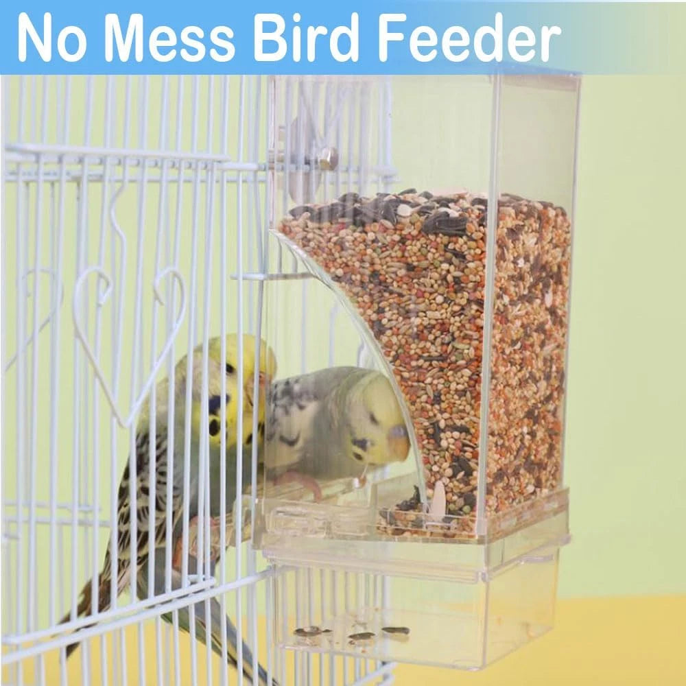 Automatic Bird Feeder Transparent Food Container Cage Parrot Feeder Accessories