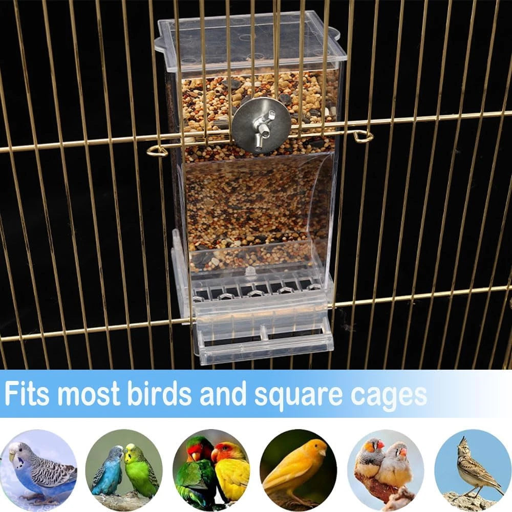 Automatic Bird Feeder Transparent Food Container Cage Parrot Feeder Accessories