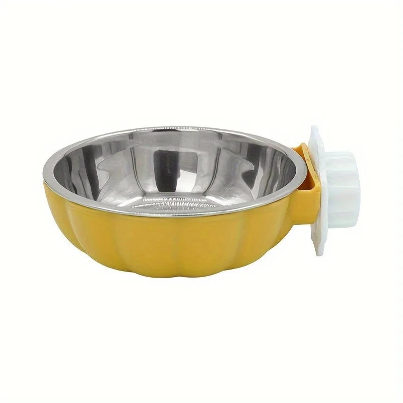 Pumpkin Shaped Small Pet Food and Water Bowl, Movable and Lifting Pet Carrier Bowl